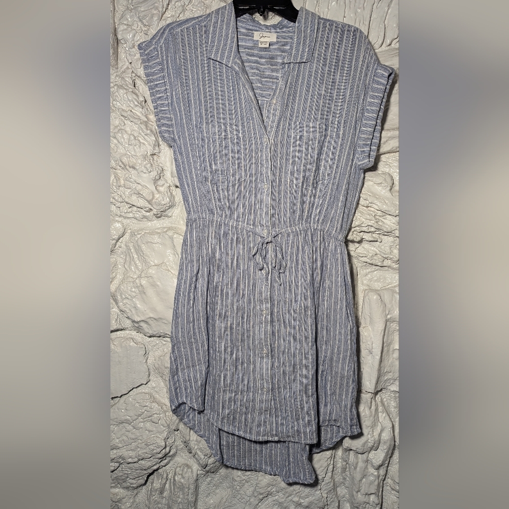 Japna Blue Striped Midi Dress